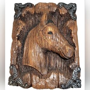 Vintage Girotti Horse Wood Sculpture 70's Wall Art – Looking Right